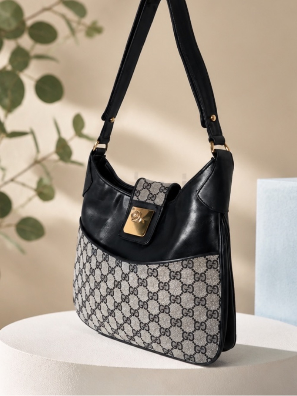 Authentic Gucci Canvas/Leather Shoulder Bag.